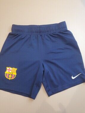Nike FC Barcelona Navy Dri-FIT Soccer Shorts - Elastic Waist Youth Size Small